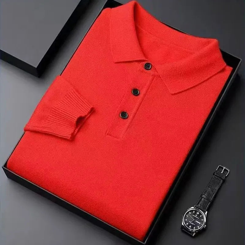 Men's 100% Mink Cashmere Large Size Sweaters Autumn Winter Solid POLO-neck Casual Knit Pullovers Long Sleeve Warm Jumper to