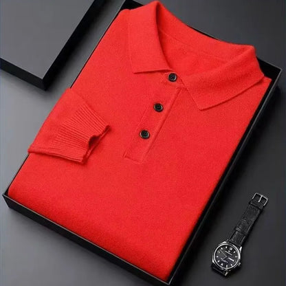 Men's 100% Mink Cashmere Large Size Sweaters Autumn Winter Solid POLO-neck Casual Knit Pullovers Long Sleeve Warm Jumper to