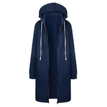 Parkas épaisses à capuche pour femmes automne hiver 2025 Vestes amples à capuche avec fermeture éclair Poches Grandes tailles Sweatshirts Robes de sport Vêtements d'extérieur