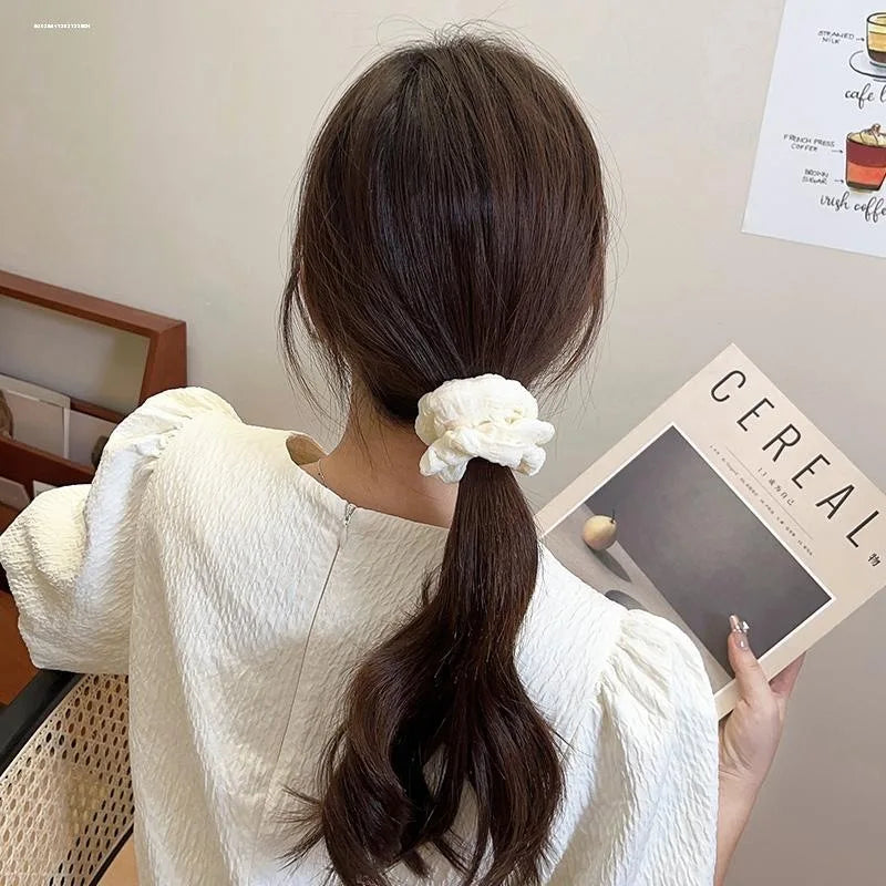 Simple Solid Color Large Intestine Hair Rope for Women Elegant High Ponytail Hair Rope Fashion Girl Meatball Head Scrunchie