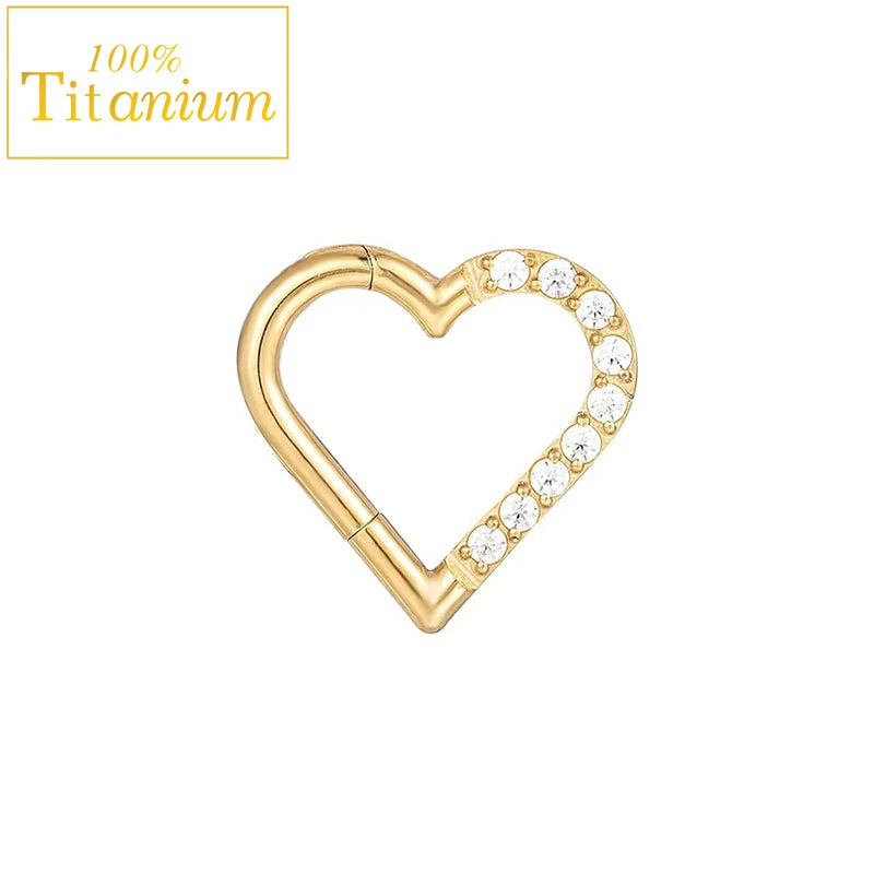 Anneaux de nez en titane G23, clicker de septum articulé, segment pour l'oreille, le tragus, le cartilage, l'hélix, le daith, le piercing labial, bijoux, boucles d'oreilles dorées