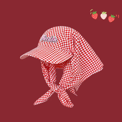Women's Sunshade Hats Plaid Simple Sweet Personality Fashion Trendy Korean Style Versatile Headwears Outdoor Beach Head Scarfs