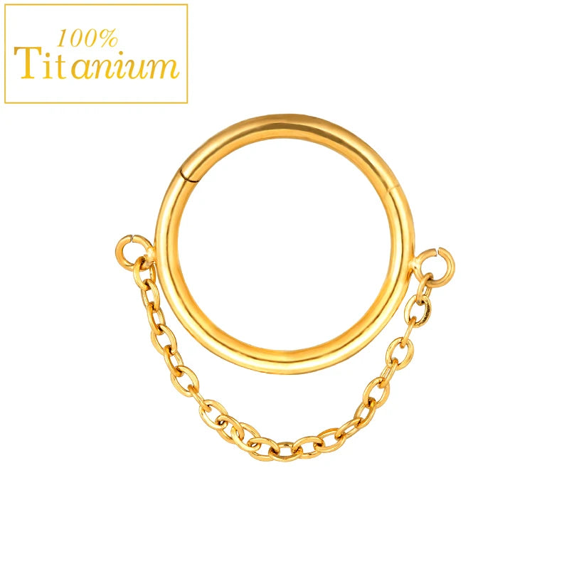 Anneaux de nez en titane G23, clicker de septum articulé, segment pour l'oreille, le tragus, le cartilage, l'hélix, le daith, le piercing labial, bijoux, boucles d'oreilles dorées