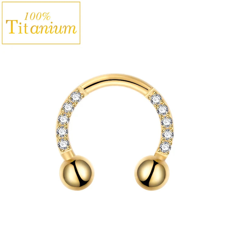 Anneaux de nez en titane G23, clicker de septum articulé, segment pour l'oreille, le tragus, le cartilage, l'hélix, le daith, le piercing labial, bijoux, boucles d'oreilles dorées