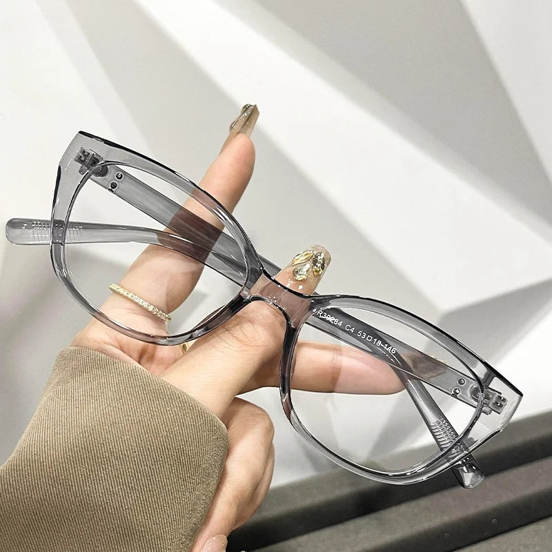 New Maillard Wind Net Red Cold Brown Cat Eye Glasses Frame Women's Plain Face Photo Frame Degrees 0~-6.00