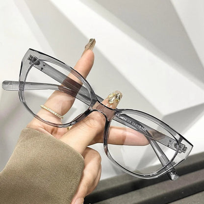 New Maillard Wind Net Red Cold Brown Cat Eye Glasses Frame Women's Plain Face Photo Frame Degrees 0~-6.00