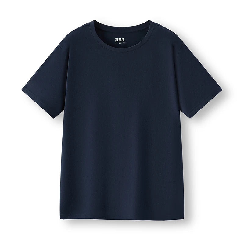 Semir Short Sleeve T-Shirt Men Pure Cotton Bottoming Shirt 2026 New Spring Solid Color Inner Layer Top Versatile White T-Shirt