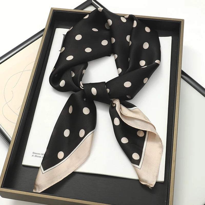 Lady Hair Dot Scarf Female Silk Square Scarves Head Wraps for Women Bandana Fashion Foulard Shawls Female Neckerchief Summer