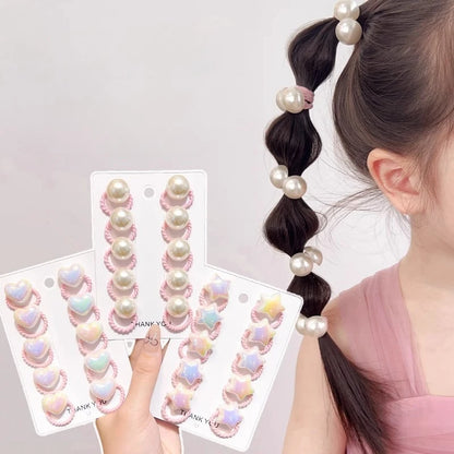 10/20/30 Pièces Chouchous pour Filles Perles Cœur Étoile Élastiques Cheveux Extensibles Bandeaux pour Tout-petits Enfants Filles Attache Queue de Cheval
