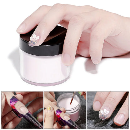 10g White Pink Clear Acrylic Powder for Nail Professional Acrylic Nail Powder Polymer for Carving Dip 3D French Nails Extension