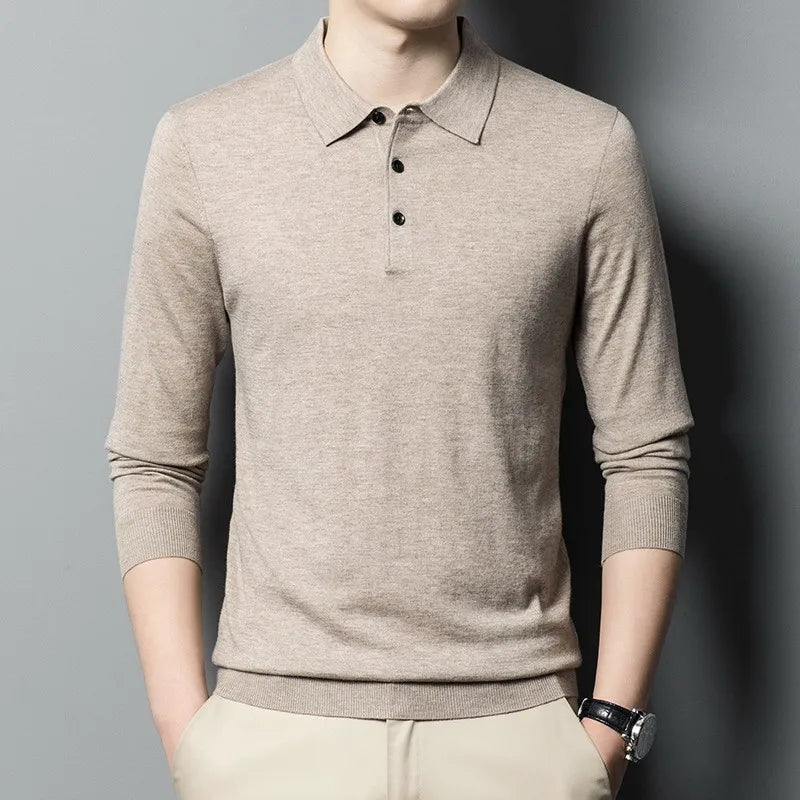Men's 100% Mink Cashmere Large Size Sweaters Autumn Winter Solid POLO-neck Casual Knit Pullovers Long Sleeve Warm Jumper to