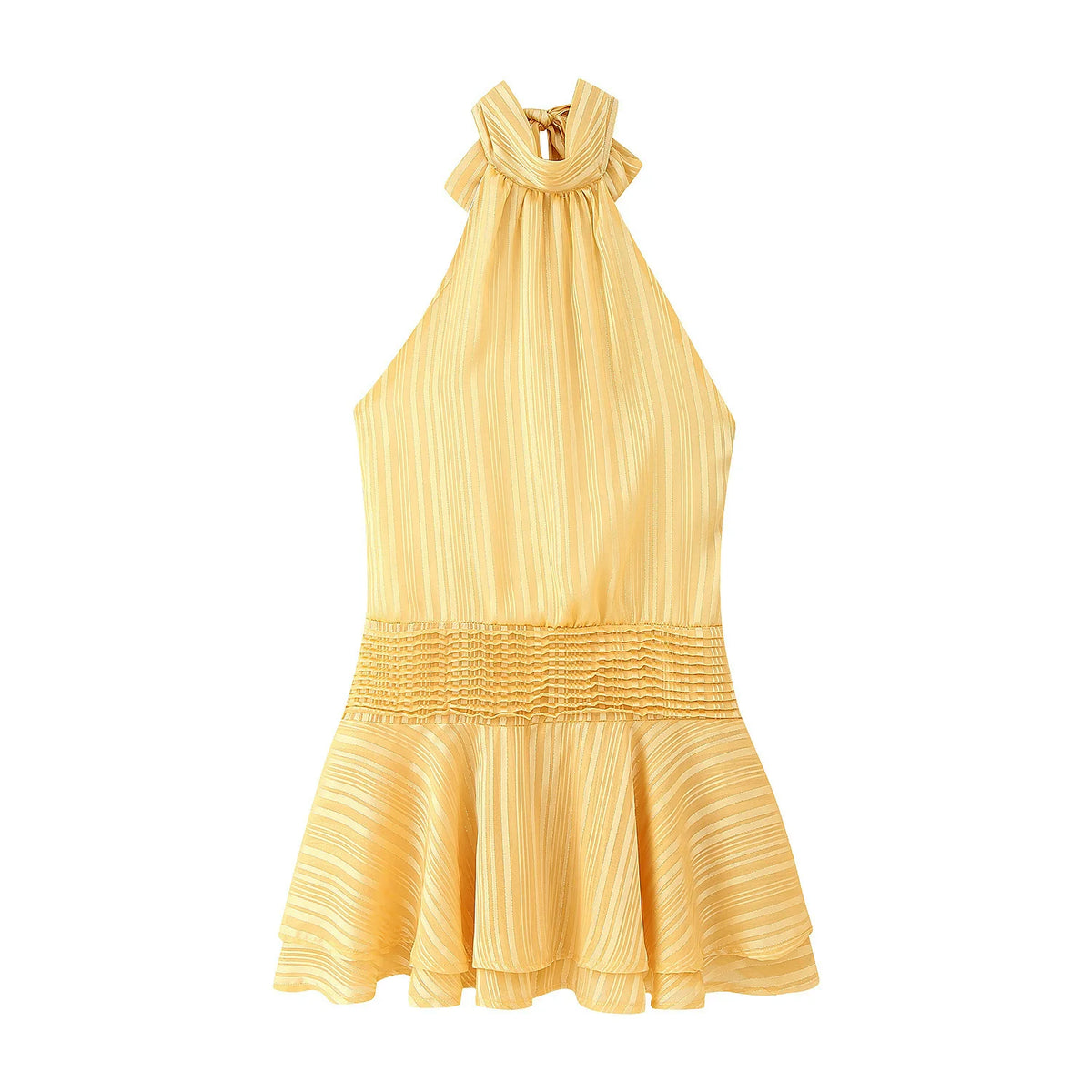 Elegant Woman's Chiffon Halter Mini Dresses 2025 Spring Summer Sexy Backless Wrapped Waist Lace Up Dress New Lady Party Vestidos