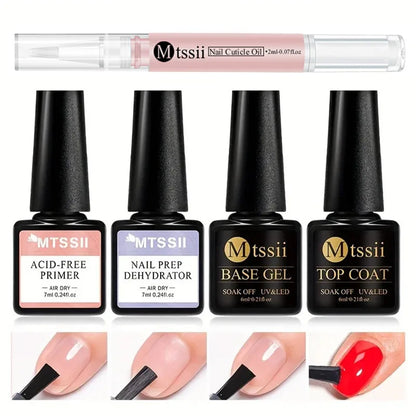 Acrylic No-acid Primer Nail Prep Dehydrator Set With Gel Base And Top Coat Soak Off UV LED Gel Nail Polish Manicure Kit Nails