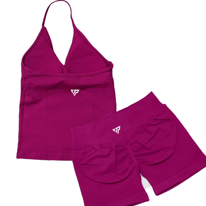Ensembles 2 pièces Keep That Pump short haut tenues femme ensembles de yoga ensembles de sport soutien-gorge sans couture de haute qualité à lacets ensembles de sport anti-rayures