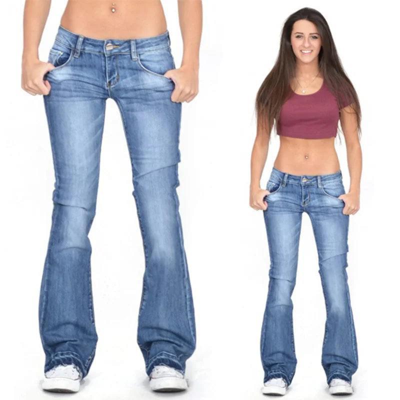 Jean évasé noir taille basse printemps-été, décontracté, vintage, coupe étroite, patte d'éléphant, style mom jean coréen, slim en denim, pantalon long Y2k