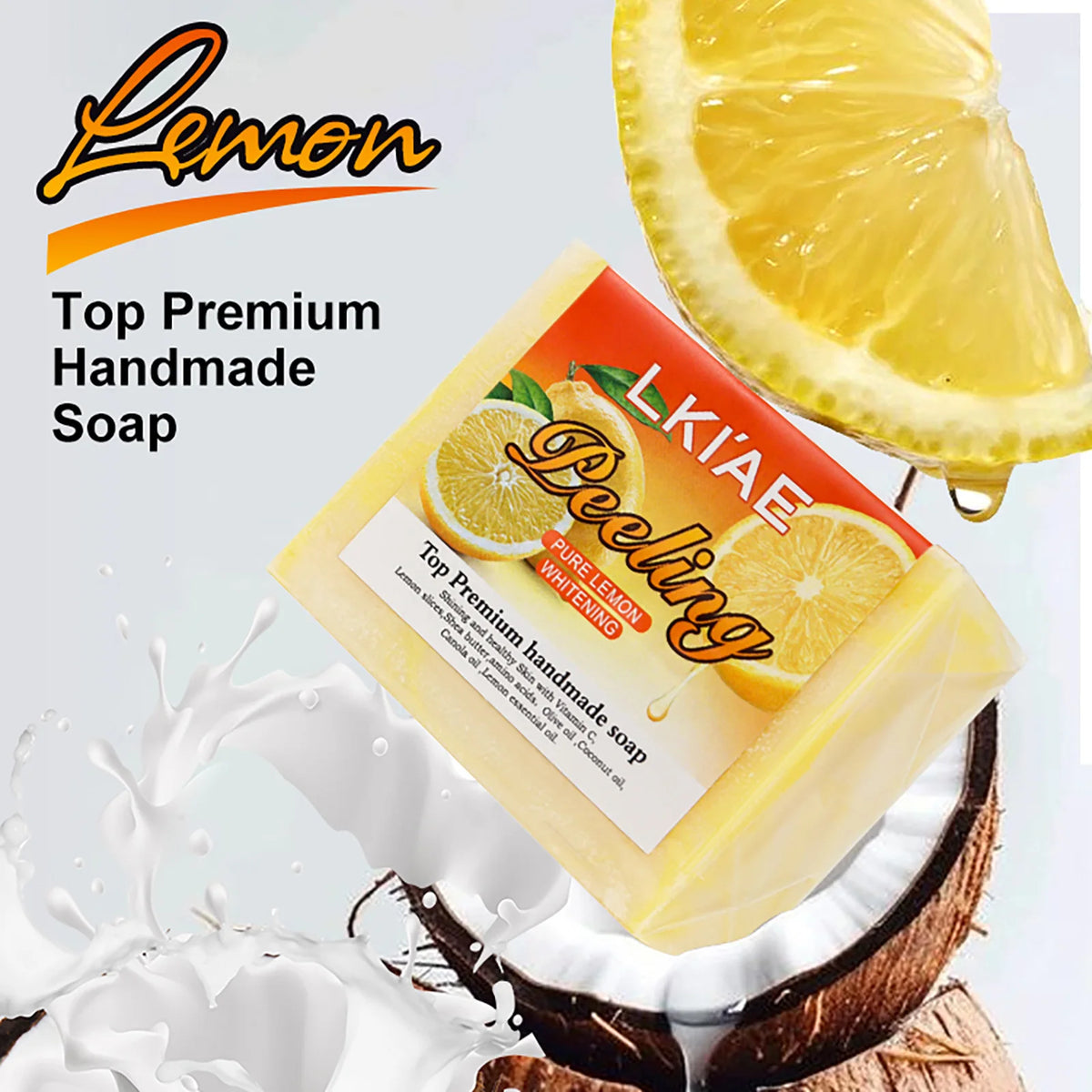 LKIAE Savon Éclaircissant au Citron Pur Naturel, Nettoyant Visage et Corps, Contrôle du Sébum, Élimine l'Acné, les Taches Brunes, les Points Noirs, 150g