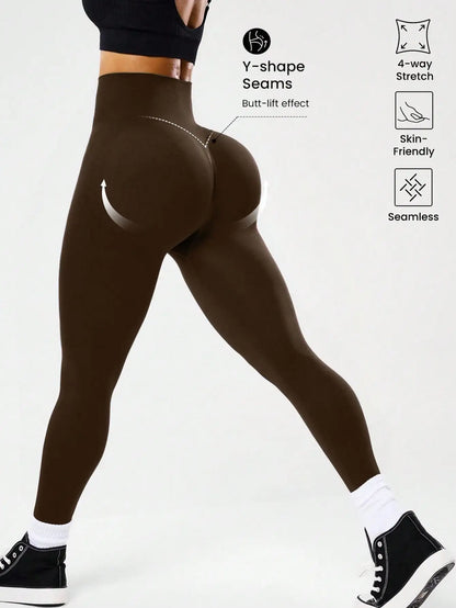 Legging de sport taille haute gainant pour femme, effet push-up, respirant, séchage rapide, avec découpe en V au dos