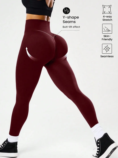Legging de sport taille haute gainant pour femme, effet push-up, respirant, séchage rapide, avec découpe en V au dos
