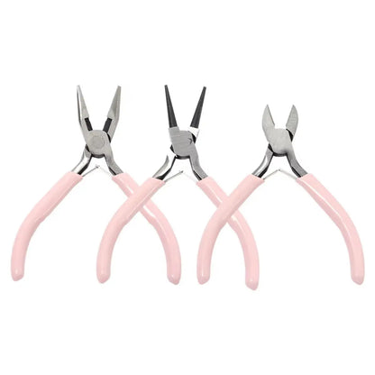 Jeu d'outils portables en métal à 3 couleurs, pinces pour la fabrication de bijoux, pince à bec rond, kit de brucelles pour l'artisanat, le perlage, la couture, les fournitures de bricolage