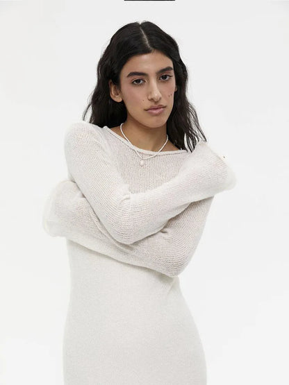 Tossy Knit Vest 2 Piece-Set Maxi Dress For Women Cover up Summer Beach Holiday See-Through Clothes Female Knitwear Long Dress