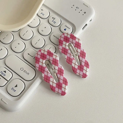 Sweet Alloy Plaid Hair Clip Acrylic Barrettes Cloud Hair Clip Candy Color Irregular Korean Style Hairpin Girls