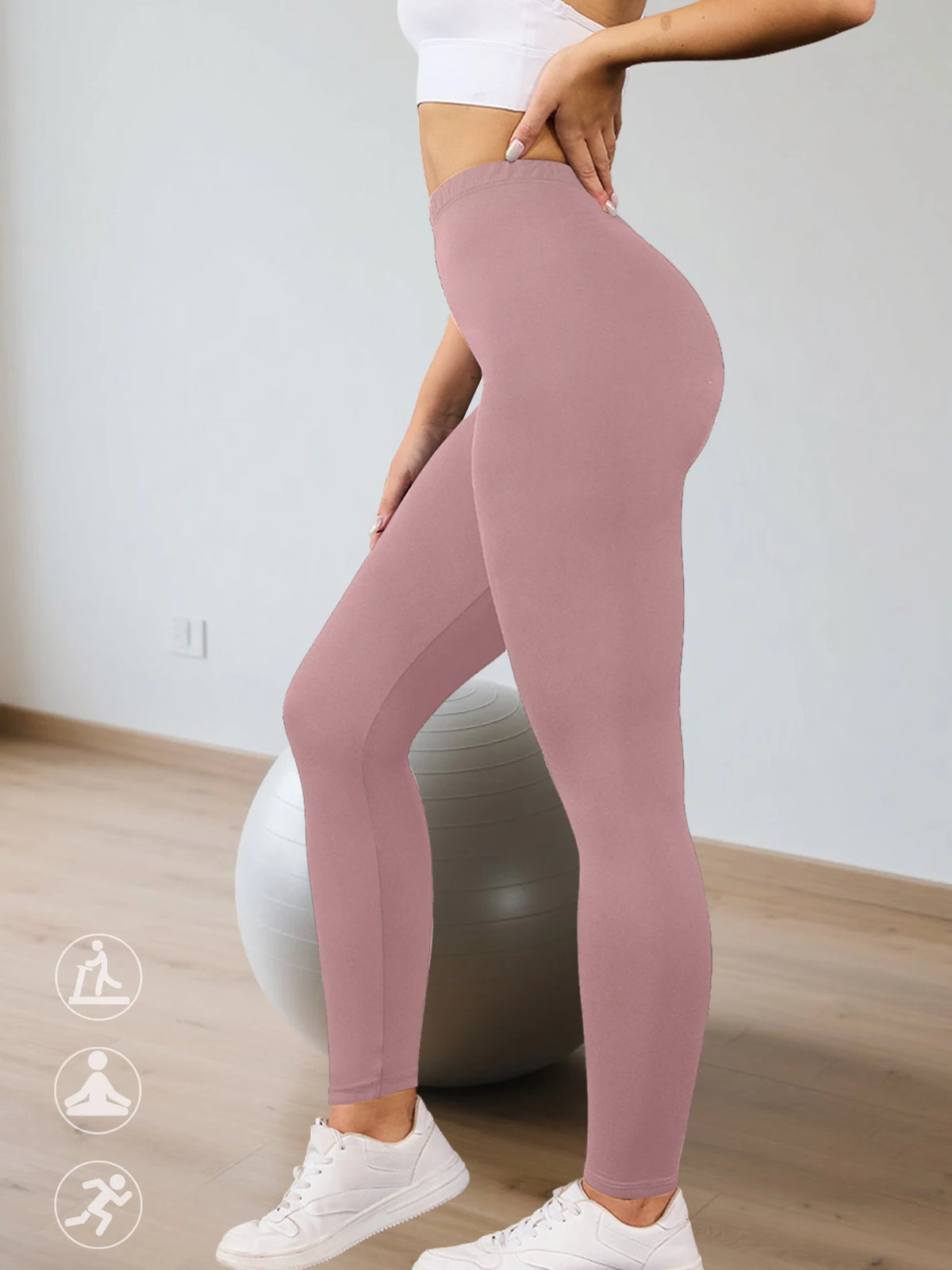 Low Rise Super Soft Leggings for Women - High Elasticity Stretchy Tights for Yoga Running Workout Casual Wear