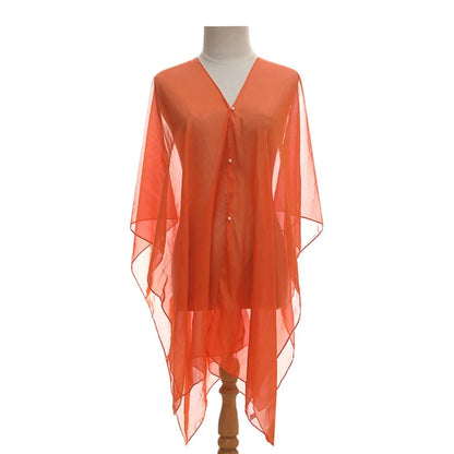 New Solid color Shawl Scarf Luxury Sun-Resistant Beach Cover Up Smooth Spring Poncho Women