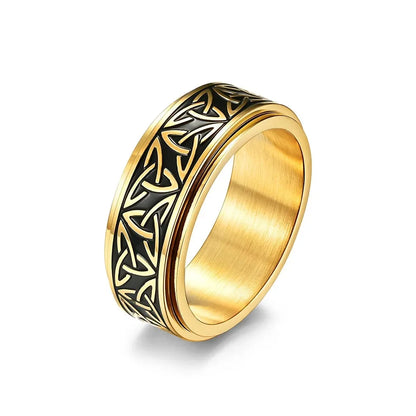 Vintage Viking Rune Rings For Men Women Retro Viking Stainless Steel Rotatable Fidget Anxiety Spinner Ring Retro Amulet Jewelry