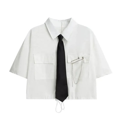 2026 Women's Summer New In Fashion Irregular Dress Matching Set Korean Elegant Short Sleeve Shirt+Strap Skirt Two Piece Suit