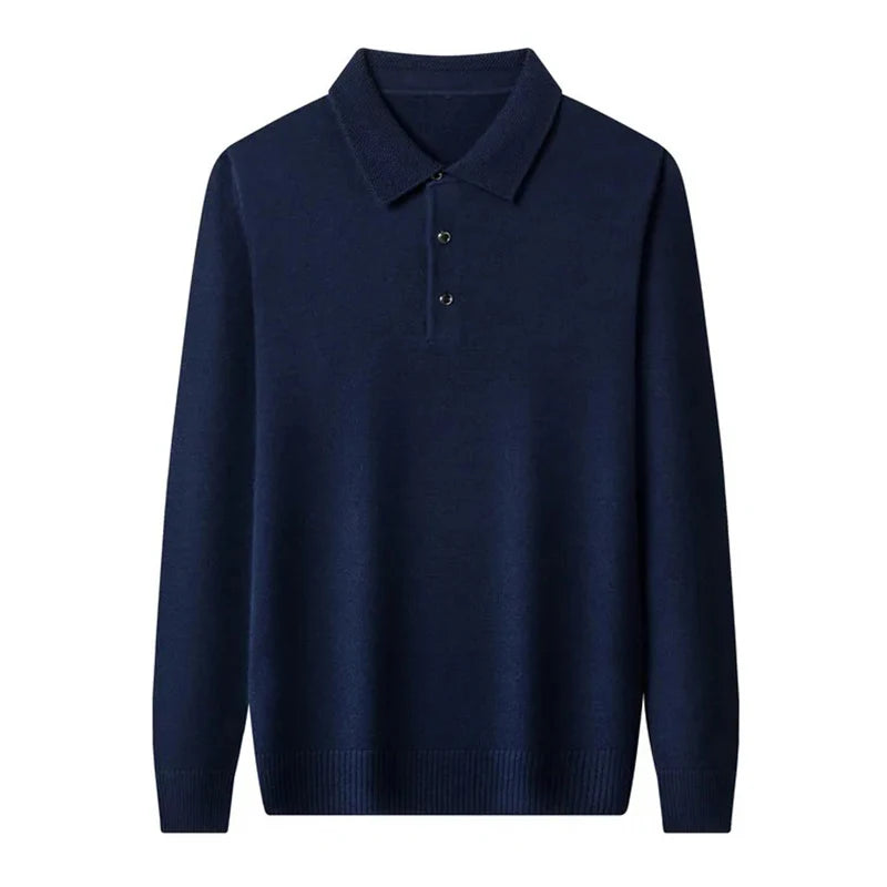 Men's 100% Mink Cashmere Large Size Sweaters Autumn Winter Solid POLO-neck Casual Knit Pullovers Long Sleeve Warm Jumper to