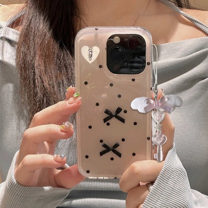 Delicate Bowknot Chain Charm Handmade Angel Wing Beaded Phone Charm Phone Chain For Fashionable Individuals
