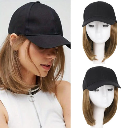 Wig, Baseball Cap with Hair Attached for Women, Adjustable Hat Wig with Heat Resistant Synthetic, 6 Inch, Baseball Cap with Hair