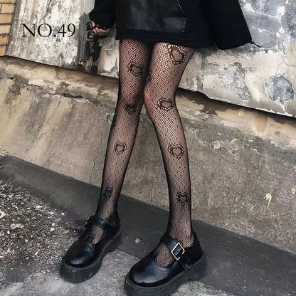 Woman Girls Fashion Punk Gothic  Fishnet Stockings Snake Skull Striped Mesh Tights Panties Lolita Plus Size Pantyhose Leggings