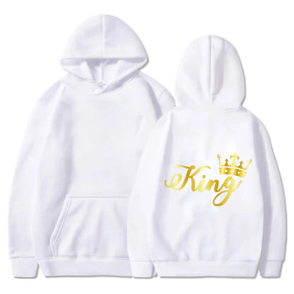 Nouveaux Sweats à Capuche Roi et Reine Unisexe pour Couples Pull à Capuche Harajuku Streetwear Manches Longues pour la Saint-Valentin