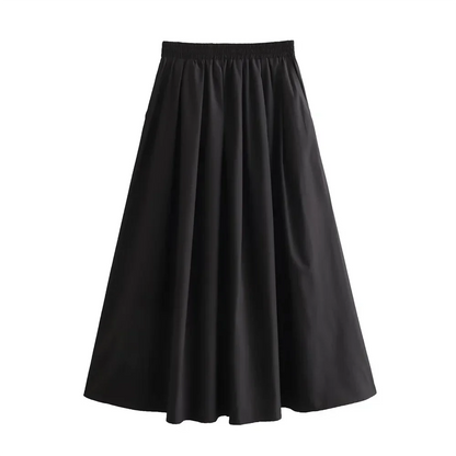 Jupe Mooyufon 2025 pour femme : tempérament polyvalent, coupe ample et décontractée, couleur unie, taille haute, longueur moyenne, ligne A