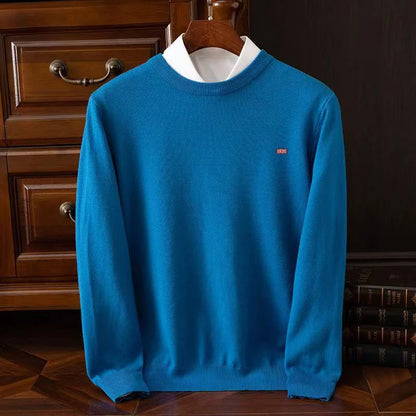 Winter New Men's 6XL Cashmere Cold Resistant Clothing Round Neck Solid Color Pullover Warm Sweaters Casual Pullover Logo Tops