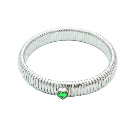 Waterproof Stainless Steel Retro Elasticity Thick Metal Polish Bracelet 18K Gold Plated Trend Fashion Unisex Jewelry Men Women