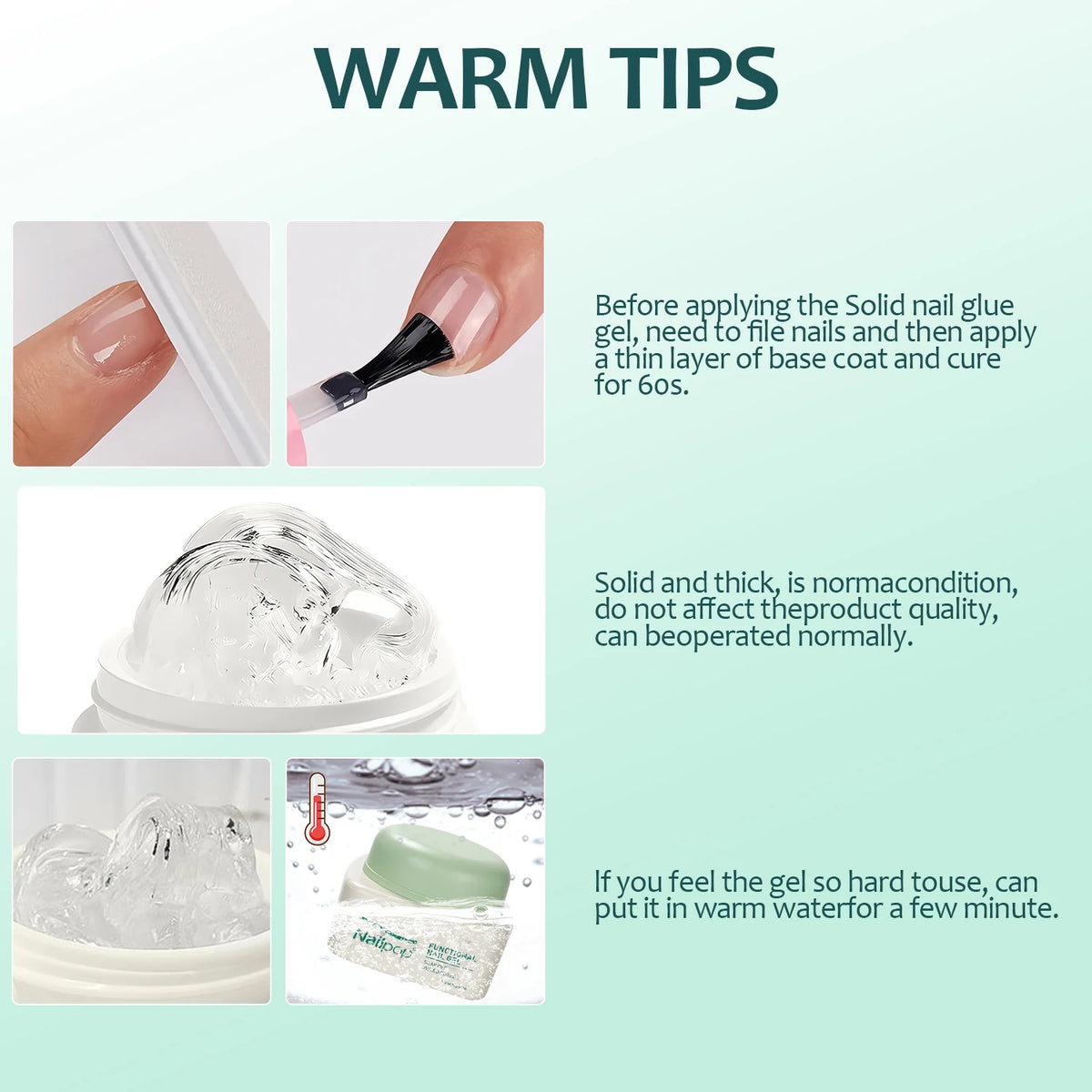 Nailpop Solid Nail Gel for Acrylic Nails Tips - Sculpting & Rhinestone Adhesive UV Gel Strong Adhesion Long-Lasting 20g