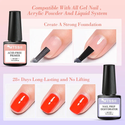 Acrylic No-acid Primer Nail Prep Dehydrator Set With Gel Base And Top Coat Soak Off UV LED Gel Nail Polish Manicure Kit Nails