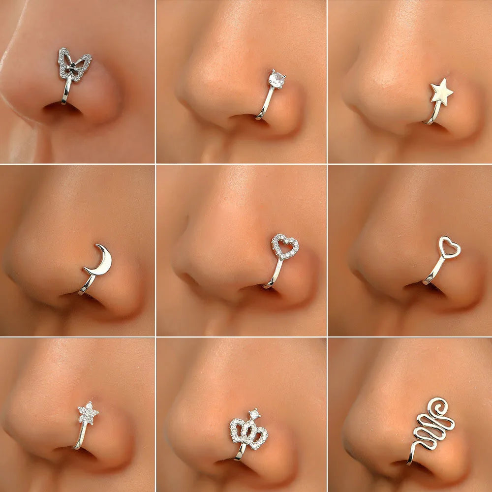 Men Women Nose Ring Clip Fake Septum Piering Rock Hip Hoop Punk Stainless Steel Body Jewelry Non Perforation Nose Clip Ring 2026