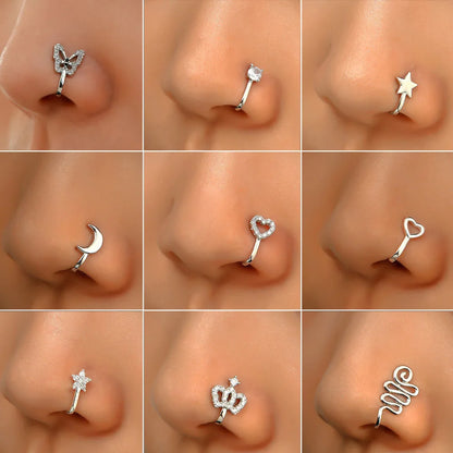 Men Women Nose Ring Clip Fake Septum Piering Rock Hip Hoop Punk Stainless Steel Body Jewelry Non Perforation Nose Clip Ring 2026