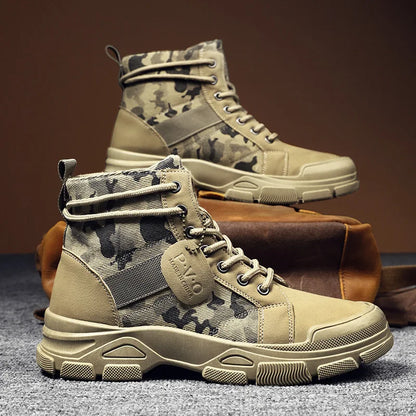 Men Boots Casual Outdoor Desert Boots Autumn Fashion Camouflage Lace-up Platform Shoes Man  Botas Masculina Zapatos Hombre