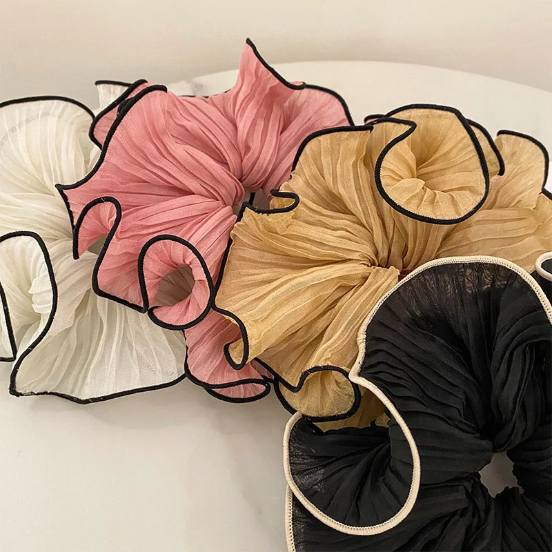 Mesh Pleated Hair Rope for Woman Simple Hair Ring Meatball Head Hair Tie Fashion Girl Does Not Damage The Hair Scrunchie