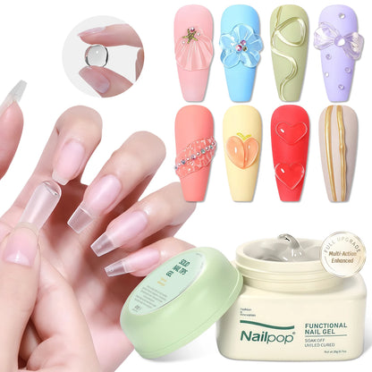 Nailpop Solid Nail Gel for Acrylic Nails Tips - Sculpting & Rhinestone Adhesive UV Gel Strong Adhesion Long-Lasting 20g