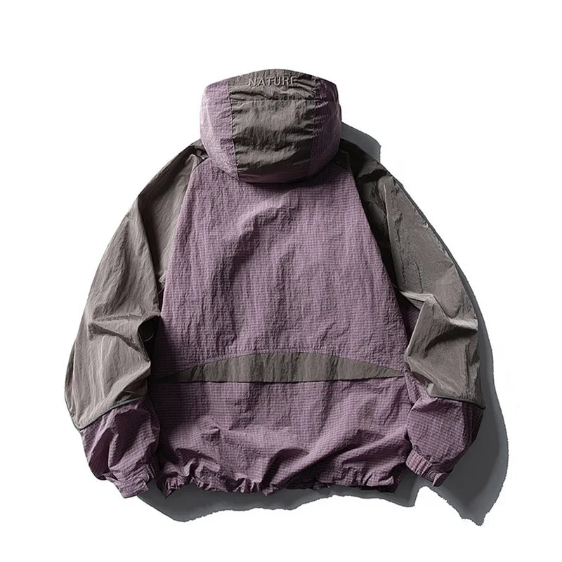 Mountain Outdoor Style Water - Resistant Hooded Jacket for Men, European & American Trendy Brand Trench - Coat Design With