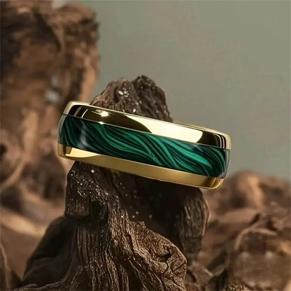 Bagues de mode en acier inoxydable argenté de 8 mm pour hommes, bagues incrustées de météorite en coquille d'ormeau rose pour hommes et femmes, bijoux de mariage