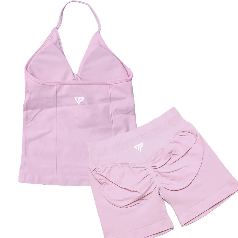 Ensembles 2 pièces Keep That Pump short haut tenues femme ensembles de yoga ensembles de sport soutien-gorge sans couture de haute qualité à lacets ensembles de sport anti-rayures