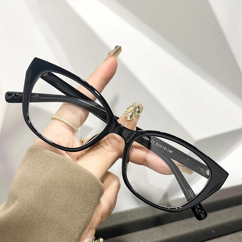 New Maillard Wind Net Red Cold Brown Cat Eye Glasses Frame Women's Plain Face Photo Frame Degrees 0~-6.00