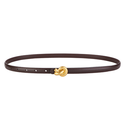 Ceinture en cuir véritable de qualité supérieure pour femmes avec boucle à nœud métallique de haute qualité pour robes et jeans