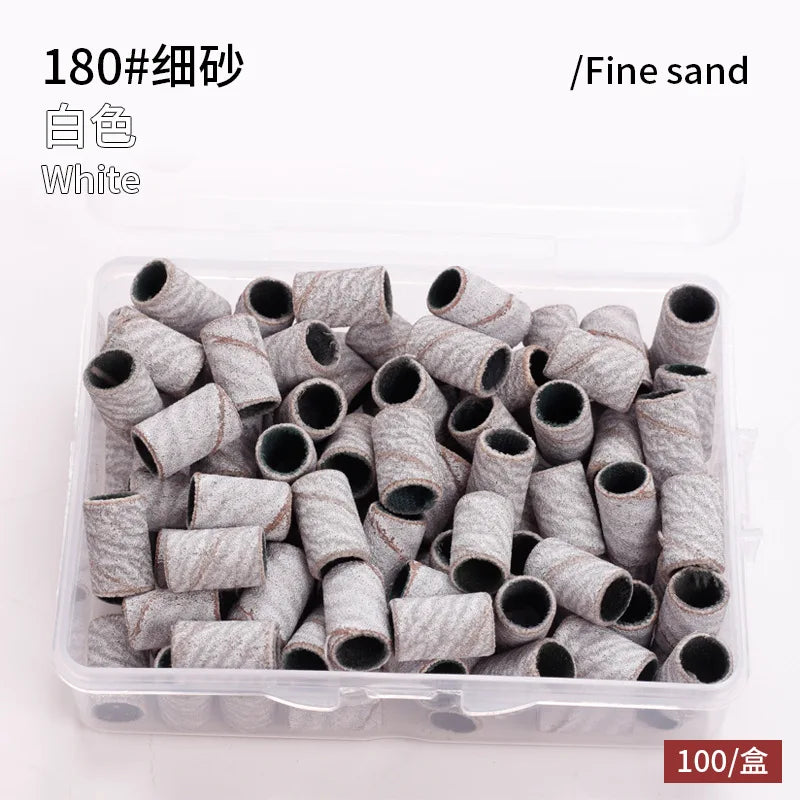 Large Nail Sanding Bands Set 100pcs/box Professional 180Grit Electric Manicure Sandband for Acrylic Nails